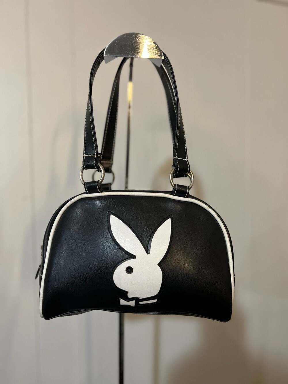 Vintage Y2K Playboy Bunny Black and White Bowler Mini Bag